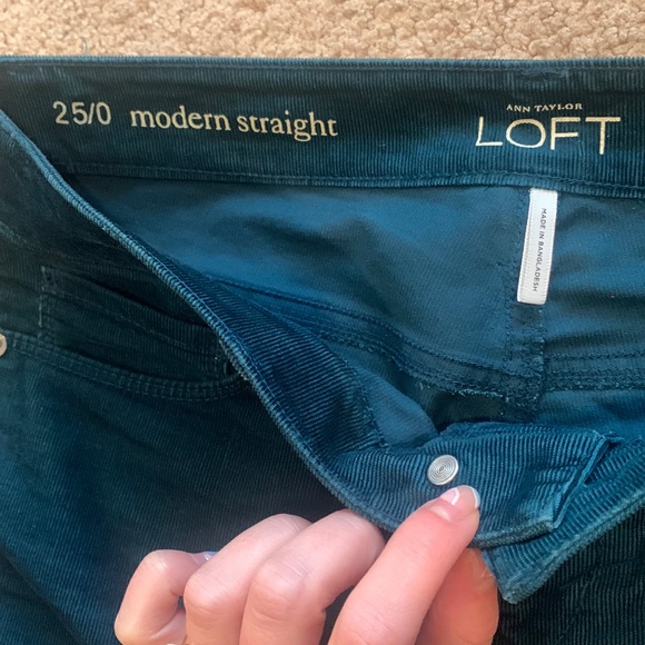 Teal corduroy modern straight leg pants size 25/0 - Picture 2 of 4